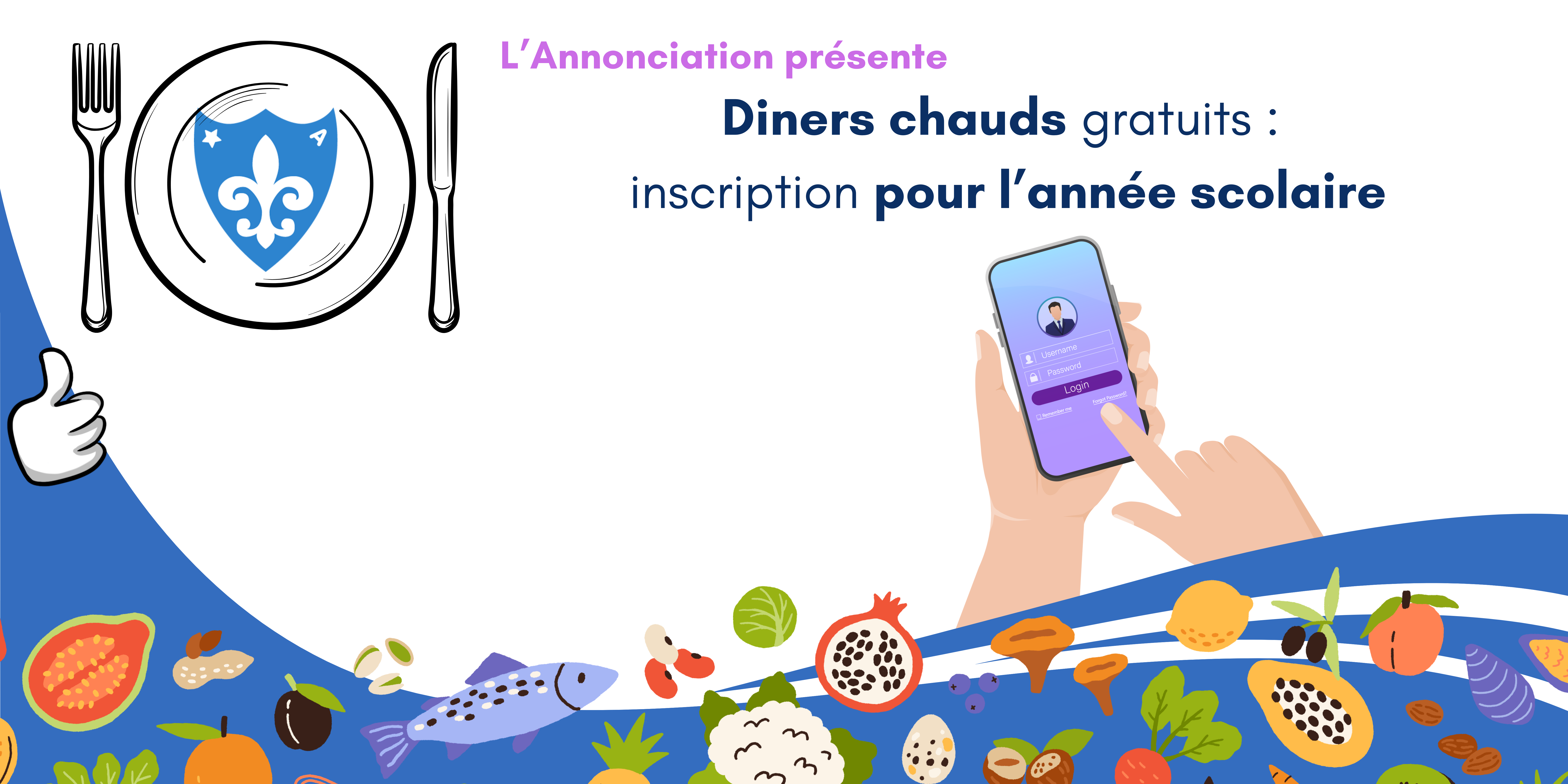 Banniere diners chauds novembre et annee scolaire